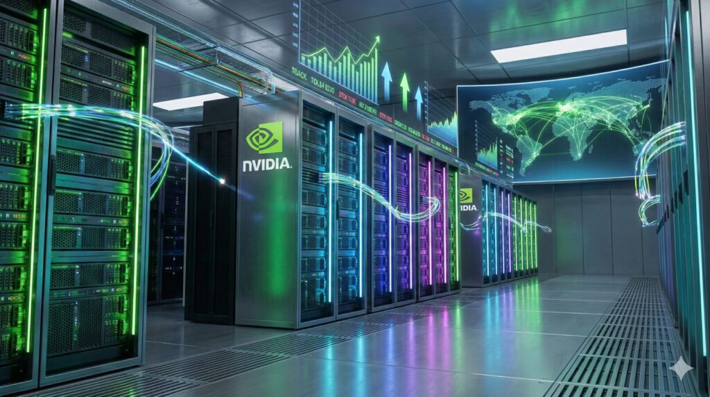 Alt text: NVIDIA AI Financial Growth 2025 data center infrastructure powering artificial intelligence
