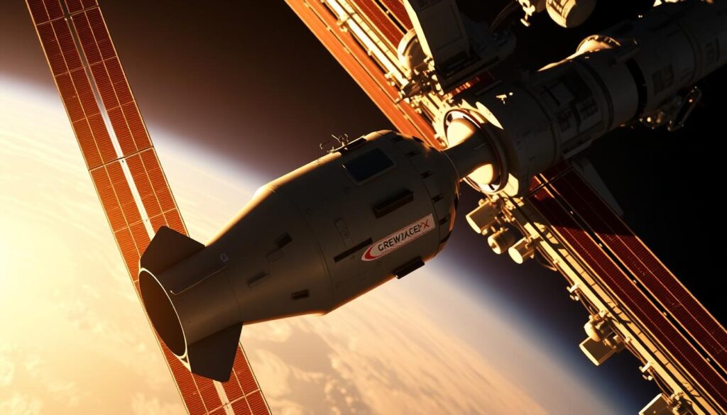 SpaceX capsule docking at ISS