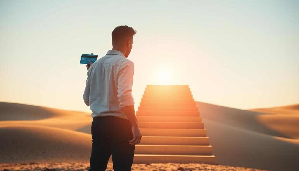 Credit card debt payoff motivation with sunrise symbolizing financial freedom