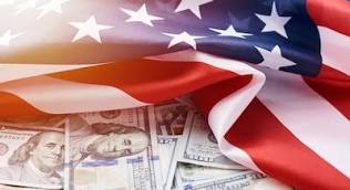 U.S. flag over dollar bills symbolizing Moody's 2025 credit downgrade and economic impact