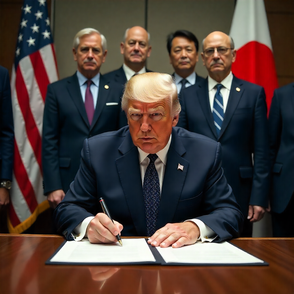 Donald Trump signs trade agreement with global trade officials in 2025