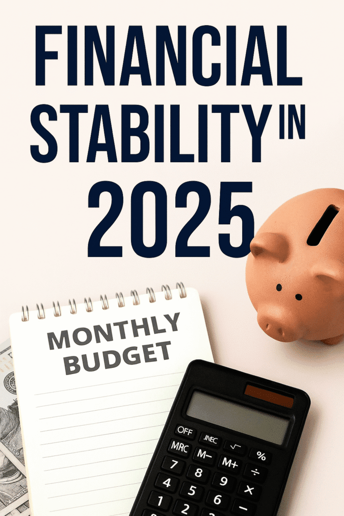 “Budget tools and piggy bank representing financial stability in 2025 for American households.”
