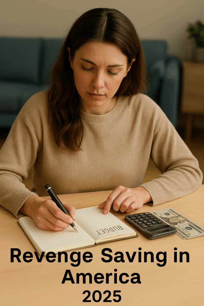 Young Gen Z woman following the $100 Rule Budgeting Trend 2025 by tracking expenses in a notebook.
