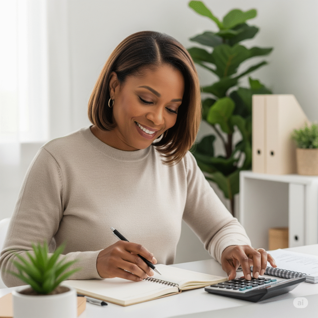 Young adult budgeting at home – representing revenge saving in America trend 2025