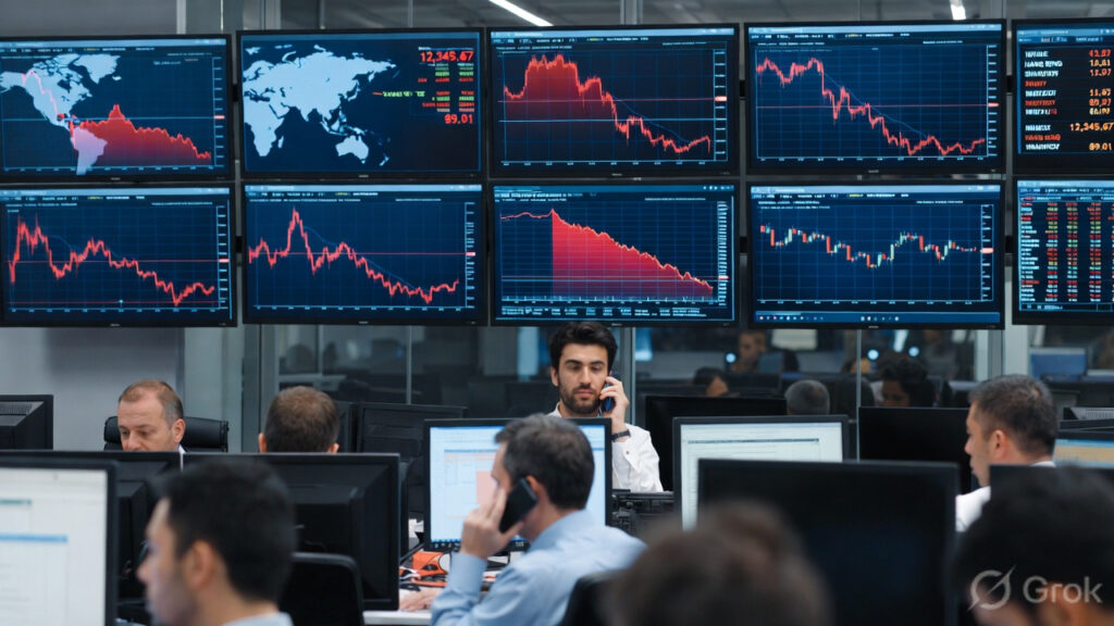 Global stock markets reacting to geopolitical conflict and AI infrastructure risks