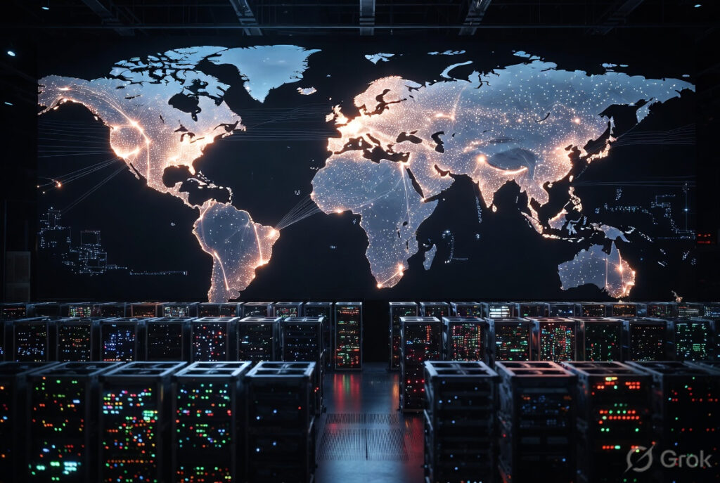 The $700B AI Infrastructure Race Explained: The Global Tech Battle | PennyPowerPlay global AI infrastructure network connecting data centers around the world