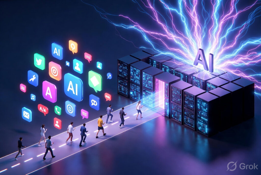 ai gold rush showing difference between ai apps and compute infrastructure investment