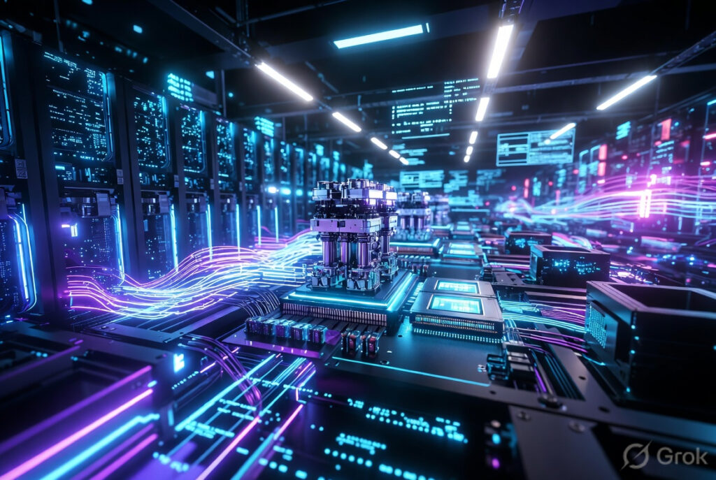 AI gold rush compute power data center infrastructure with advanced chips and servers