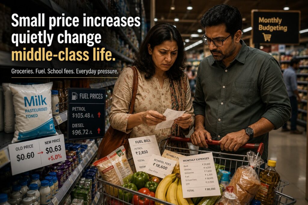 Middle-class families affected by inflation and rising grocery prices in India