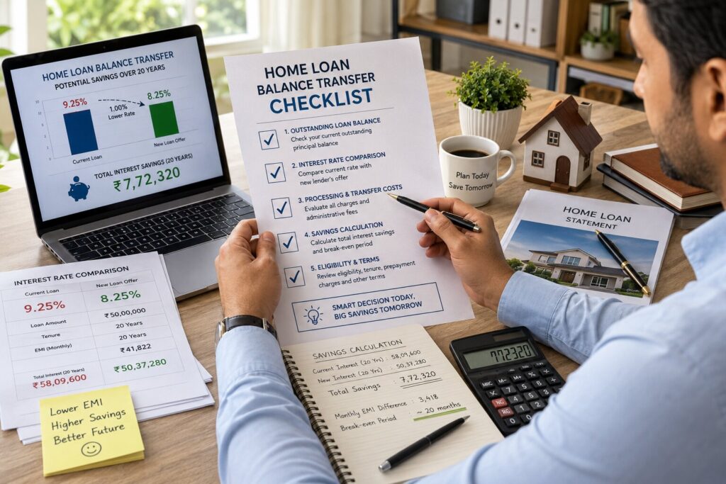 Home Loan Balance Transfer checklist for evaluating loan savings and transfer costs