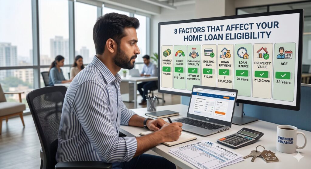 Home Loan Eligibility for Salaried Employees in India (2026 Guide): Salary, Documents & Eligibility Criteria | PennyPowerPlay Major factors affecting home loan eligibility for salaried employees.
