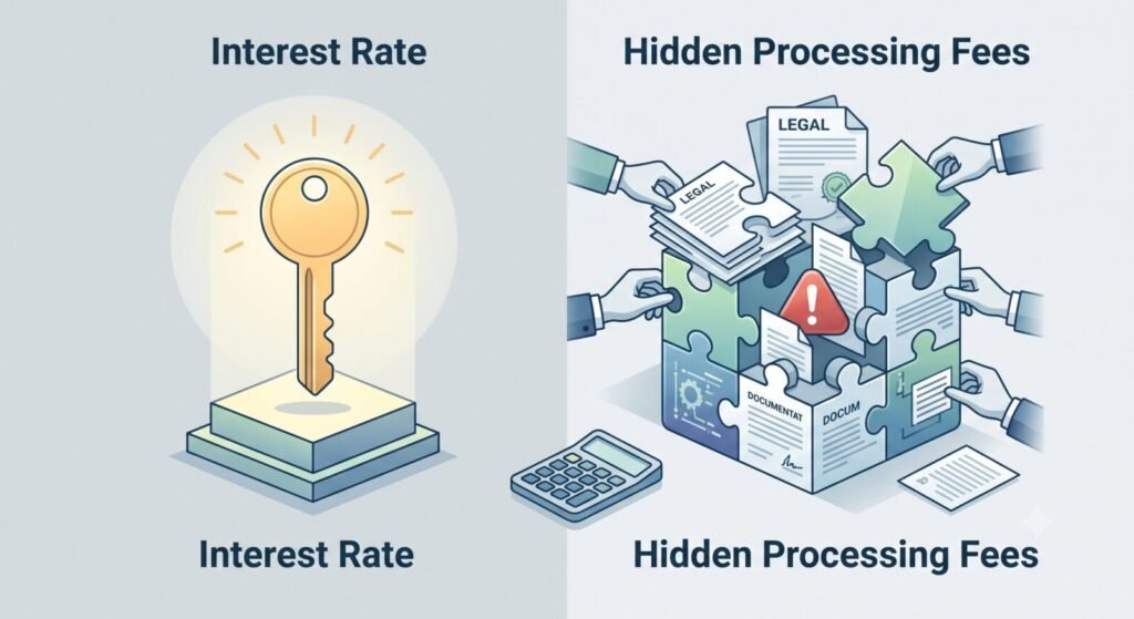 Interest rate vs hidden processing fees home loan comparison
