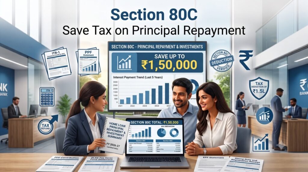 Home Loan Tax Benefits in India (2026): Complete Guide to Section 80C, 24(b), 80EE & 80EEA — How Much Can You Really Save? | PennyPowerPlay Section 80C tax deduction for home loan principal repayment in India.
