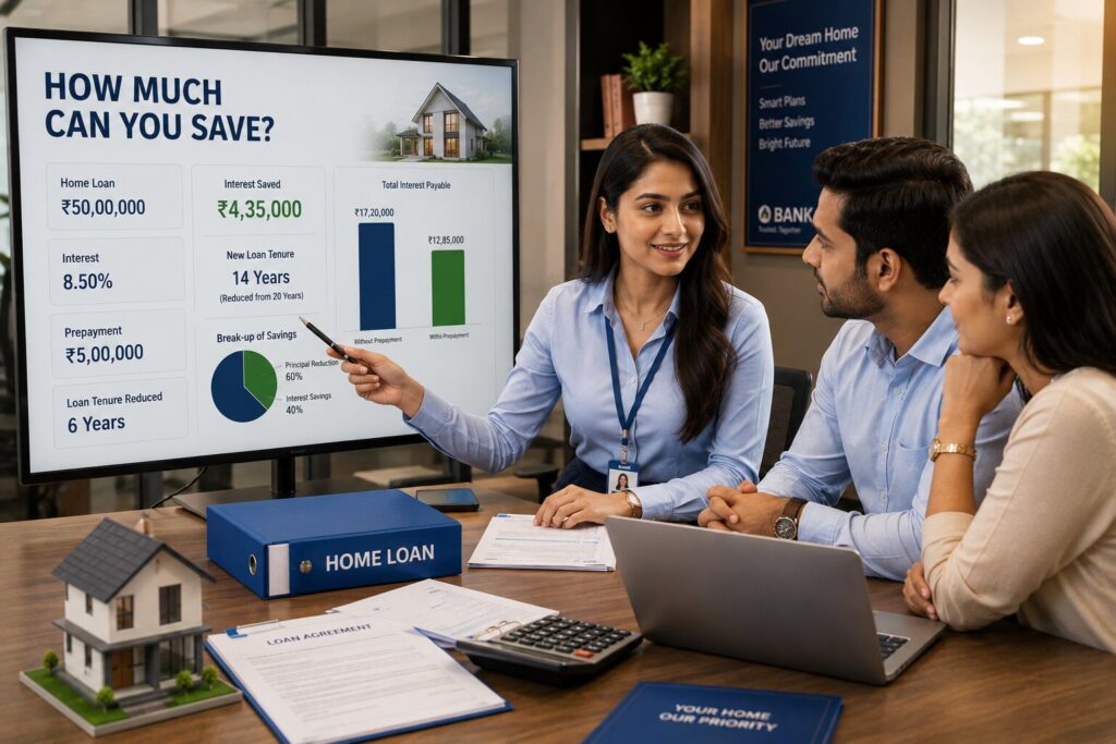 Home Loan Prepayment & Foreclosure Guide (2026): Should You Repay Early? | PennyPowerPlay Home Loan Prepayment Interest Savings Calculation Example