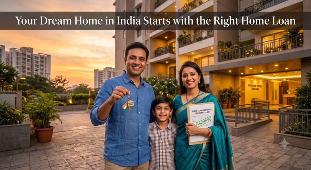 Indian NRI family buying a home in India with a home loan.