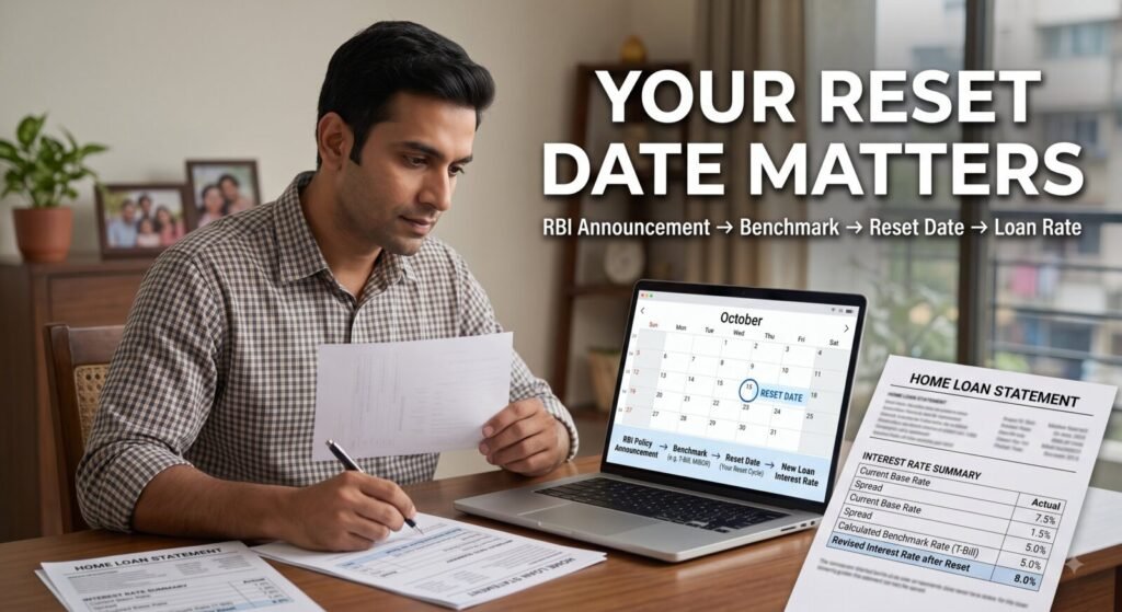 RBI Repo Rate at 5.25%: Why Your Home Loan EMI Can Still Change in 2026 | PennyPowerPlay Indian borrower checking home loan interest rate reset date