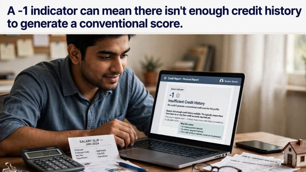 CIBIL score -1 indicating no established credit history for home loan borrower