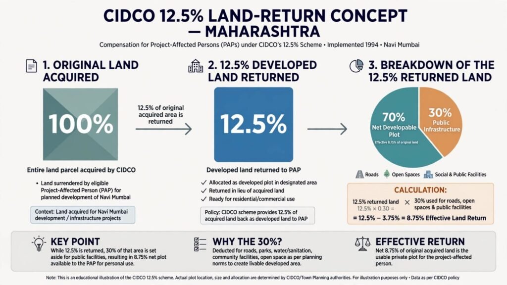 CIDCO 12.5% scheme showing 12.5% land return and effective 8.75% return