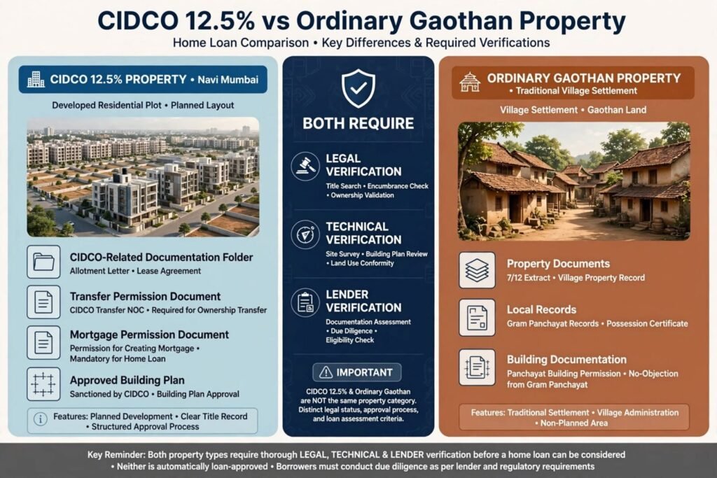 CIDCO 12.5% property versus ordinary Gaothan property comparison