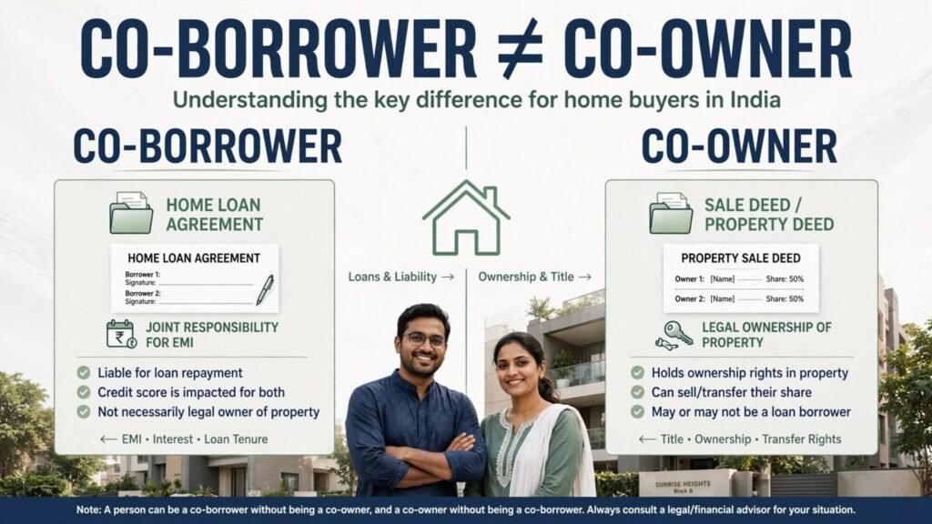 Difference between home loan co-owner and co-borrower