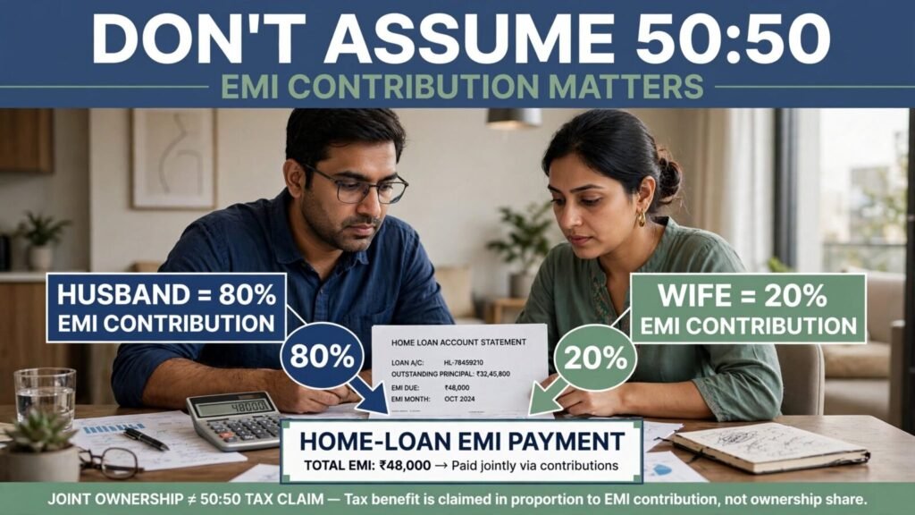 Joint home loan tax benefit based on EMI contribution