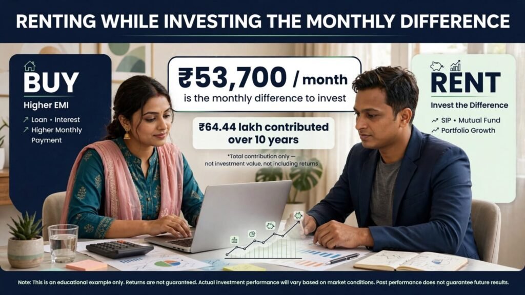 Renting and investing the monthly difference between home-loan EMI and rent