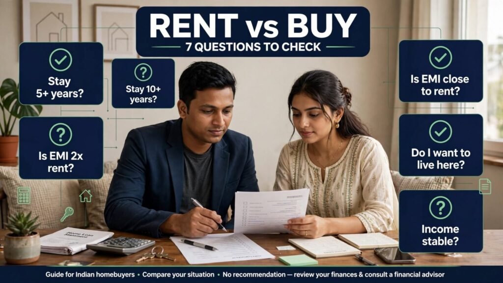 Seven-question rent versus buy decision framework for Indian homebuyers